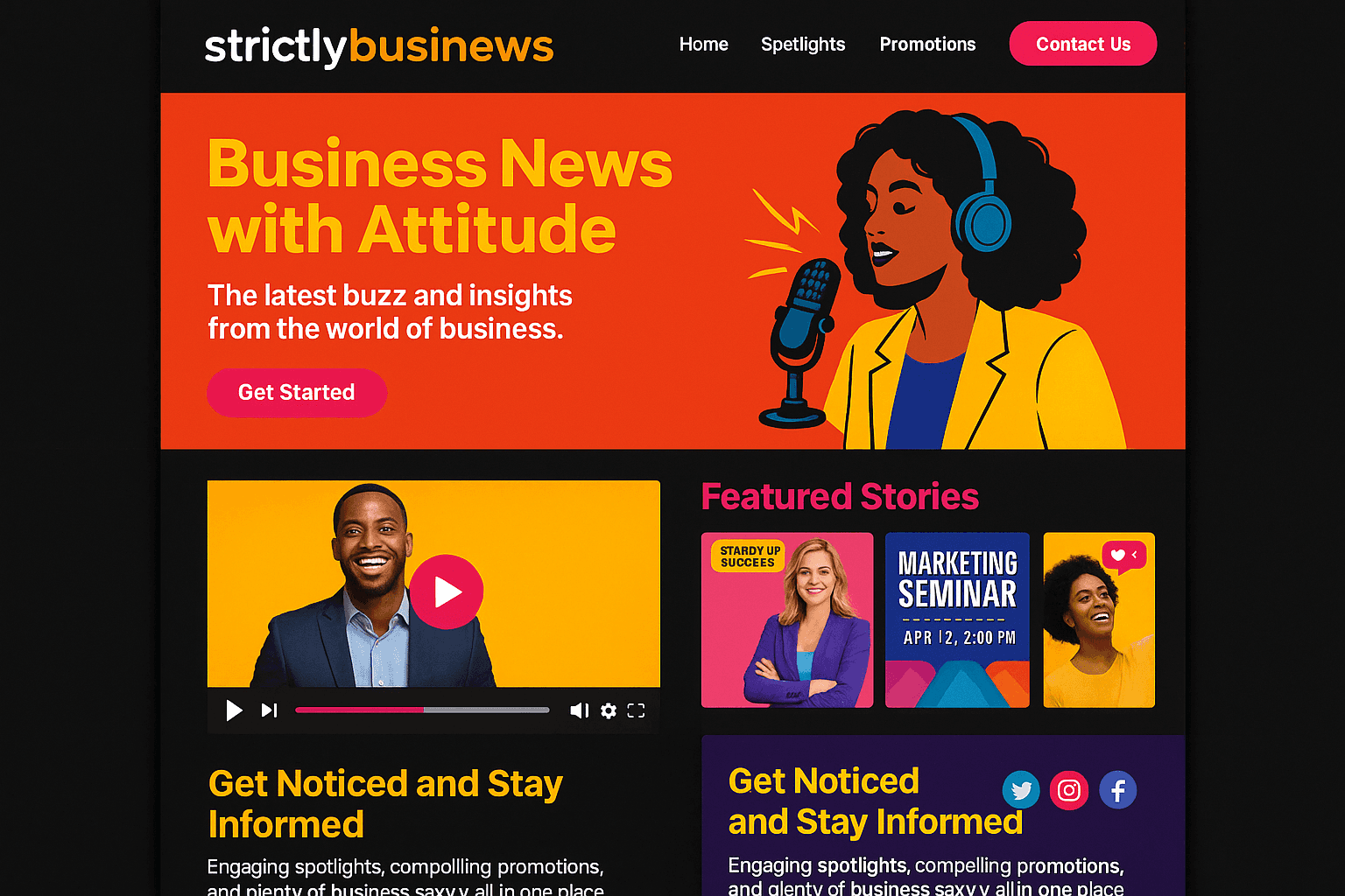 strictlybusinews.com website mockup